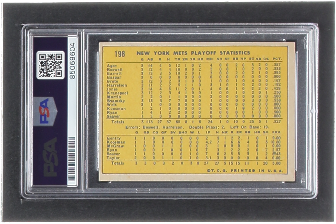 Nolan Ryan Signed 1970 Topps #198 NL Playoff Summary / Mets Celebrate (PSA | Auto Grade 10) at PristineAuction.com Nolan Ryan Signed 1970 Topps #198 NL Playoff Summary / Mets Celebrate (PSA | Auto Grade 10) at PristineAuction.com