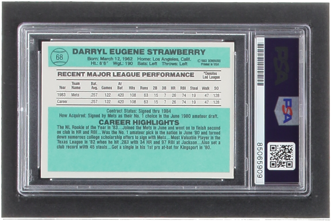 Darryl Strawberry Signed 1984 Donruss #68 RC (PSA | Auto Grade 10) at PristineAuction.com Darryl Strawberry Signed 1984 Donruss #68 RC (PSA | Auto Grade 10) at PristineAuction.com