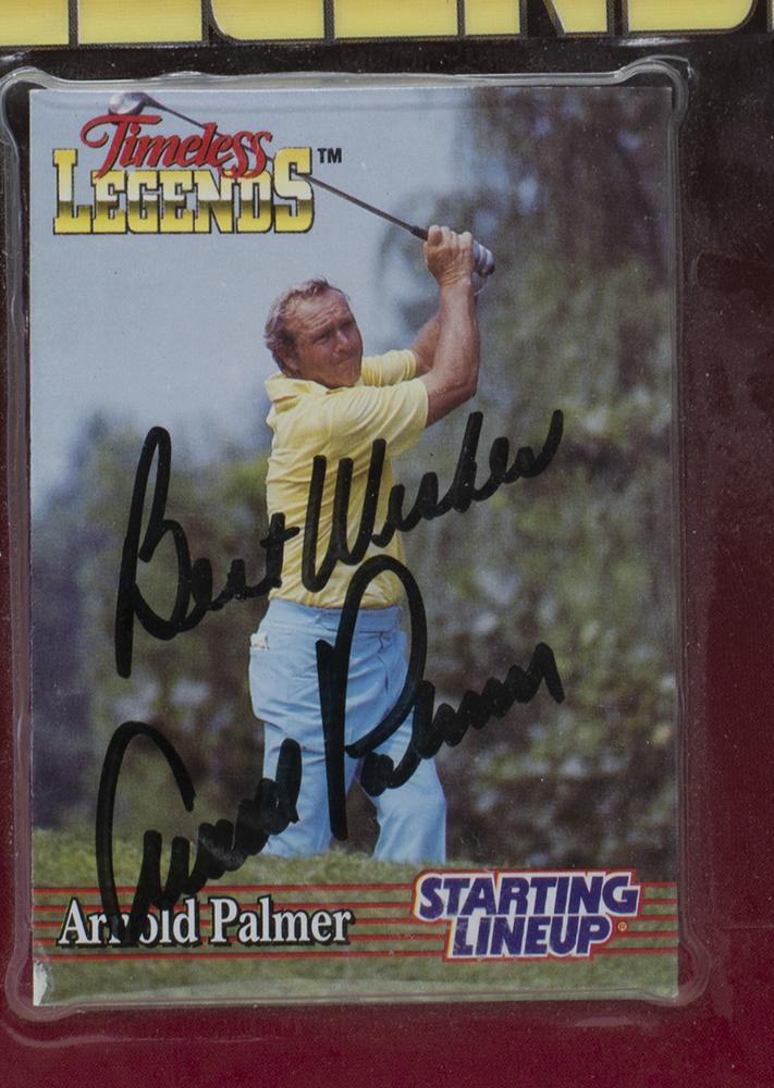 Arnold Palmer Signed Starting Lineup Action Figure with 1995 Starting Lineup Timeless Legends Card Inscribed "Best Wishes" (Beckett) at PristineAuction.com Arnold Palmer Signed Starting Lineup Action Figure with 1995 Starting Lineup Timeless Legends Card Inscribed "Best Wishes" (Beckett) at PristineAuction.com