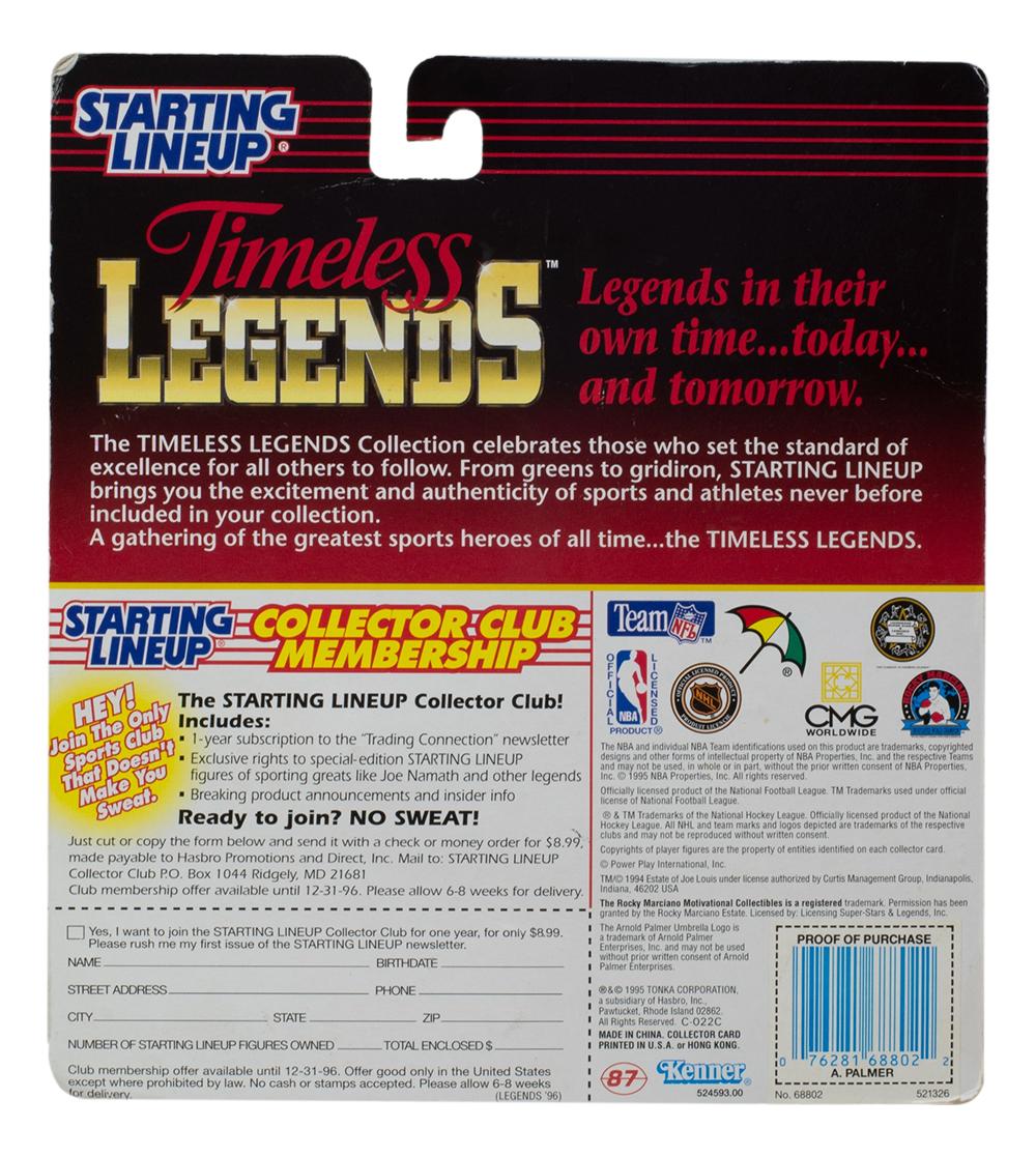 Arnold Palmer Signed Starting Lineup Action Figure with 1995 Starting Lineup Timeless Legends Card Inscribed "Best Wishes" (Beckett) at PristineAuction.com Arnold Palmer Signed Starting Lineup Action Figure with 1995 Starting Lineup Timeless Legends Card Inscribed "Best Wishes" (Beckett) at PristineAuction.com