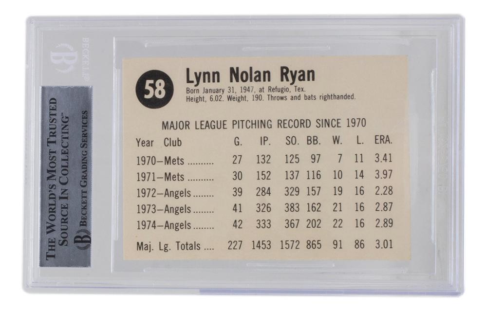 Nolan Ryan Signed 1975 Hostess #58 (BGS) at PristineAuction.com Nolan Ryan Signed 1975 Hostess #58 (BGS) at PristineAuction.com