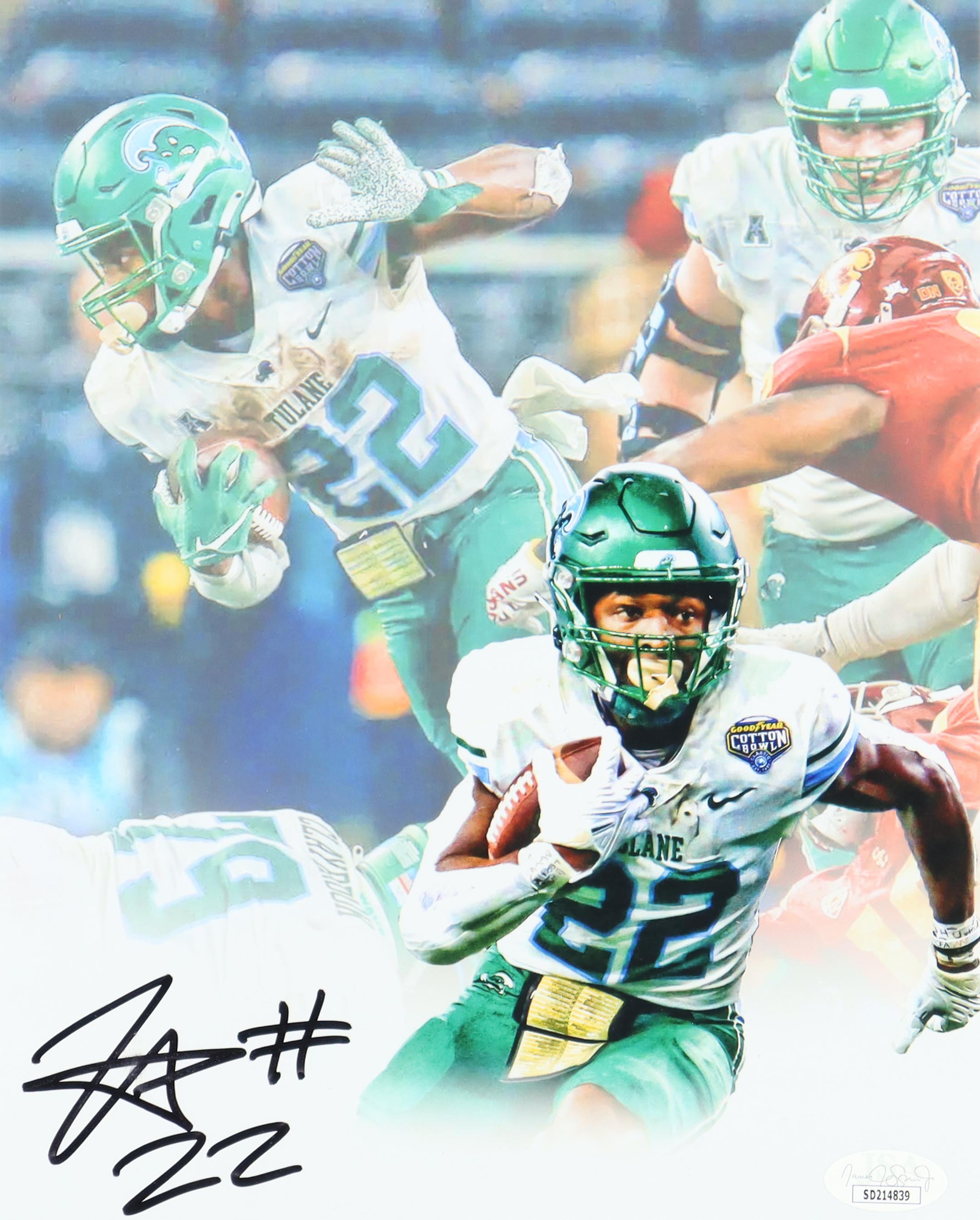 Tyjae Spears Signed Tulane Green Wave 8x10 Photo (JSA) at PristineAuction.com Tyjae Spears Signed Tulane Green Wave 8x10 Photo (JSA) at PristineAuction.com