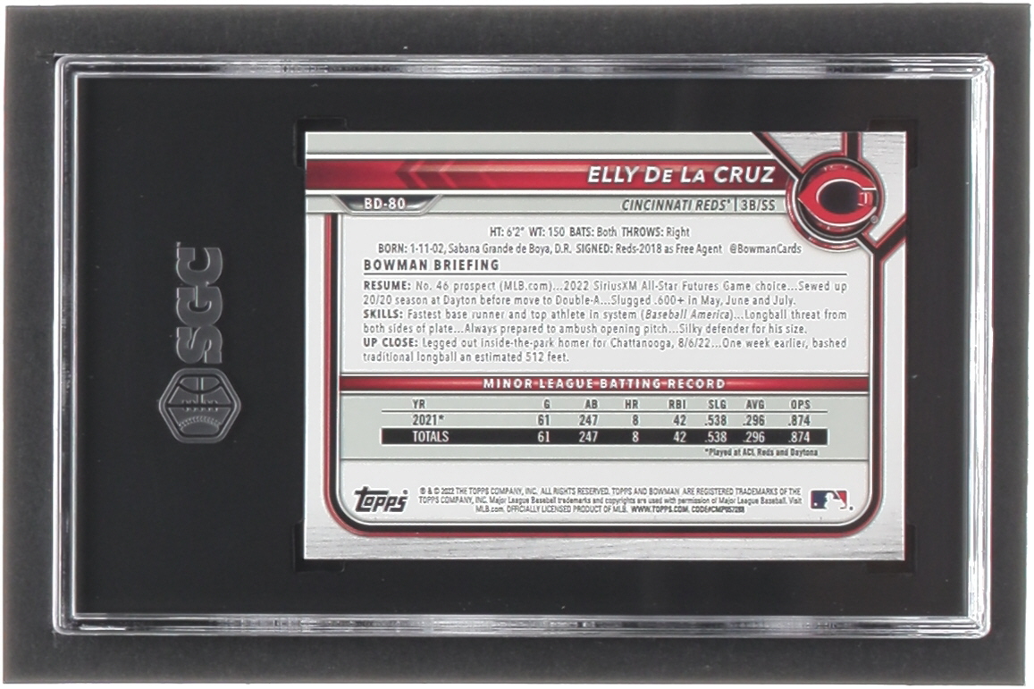 Elly De La Cruz 2022 Bowman Draft #BD80 RC (SGC 10) at PristineAuction.com Elly De La Cruz 2022 Bowman Draft #BD80 RC (SGC 10) at PristineAuction.com