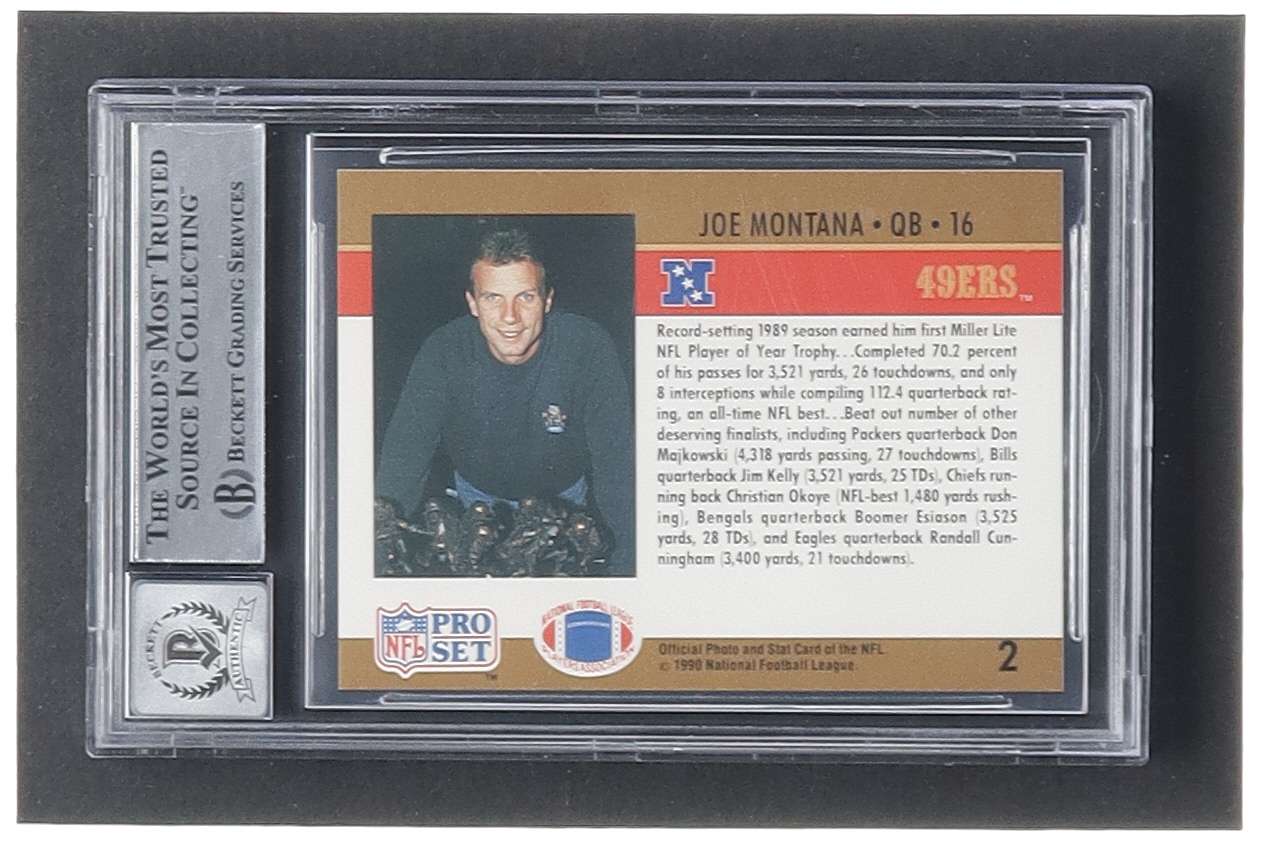 Joe Montana SIgned 1990 Pro Set Super Bowl MVP's #16 (BGS | Autograph Graded BGS 10) at PristineAuction.com Joe Montana SIgned 1990 Pro Set Super Bowl MVP's #16 (BGS | Autograph Graded BGS 10) at PristineAuction.com