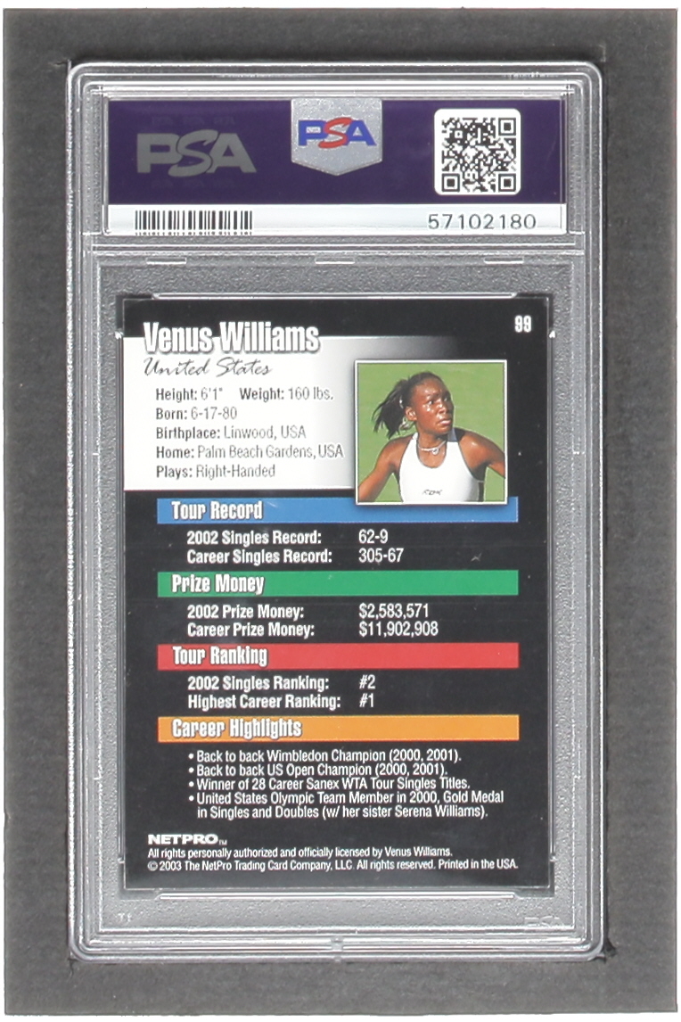 Venus Williams 2003 NetPro #99 SP (PSA 10) at PristineAuction.com Venus Williams 2003 NetPro #99 SP (PSA 10) at PristineAuction.com