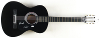 Cheech Marin & Tommy Chong Signed 38" Black Acoustic Guitar (JSA) at PristineAuction.com