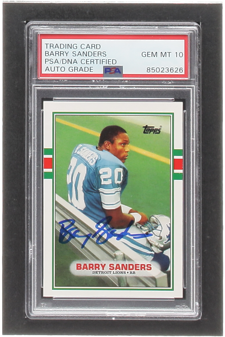 Barry Sanders Signed 1989 Topps Traded #83T RC (PSA | Autograph Graded PSA 10) at PristineAuction.com Barry Sanders Signed 1989 Topps Traded #83T RC (PSA | Autograph Graded PSA 10) at PristineAuction.com