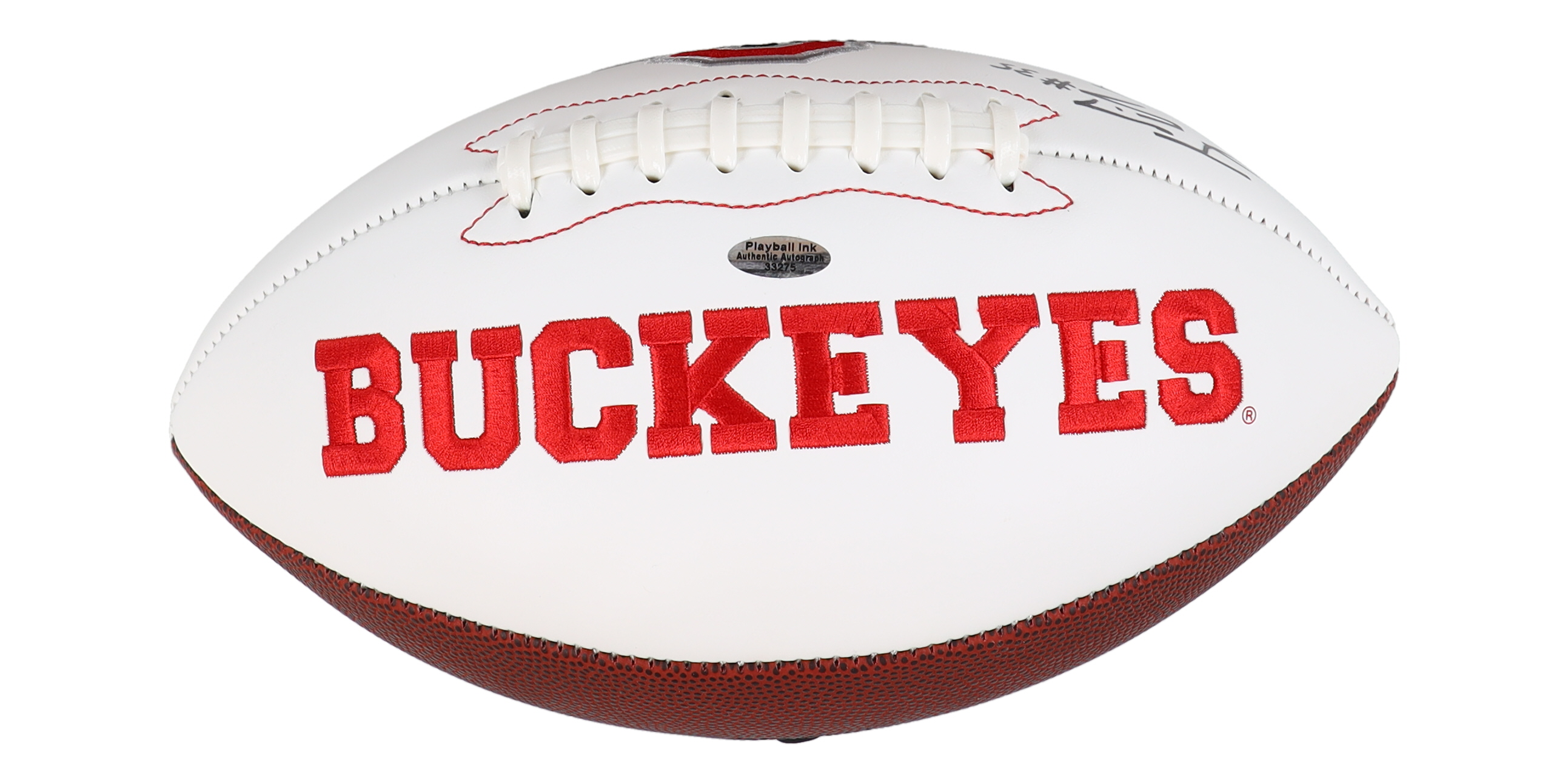Ohio State Buckeyes Logo Football Signed By (5) with Miyan Williams, Cade Stover, Tommy Eichenberg, Steele Chambers (Playball Ink) at PristineAuction.com Ohio State Buckeyes Logo Football Signed By (5) with Miyan Williams, Cade Stover, Tommy Eichenberg, Steele Chambers (Playball Ink) at PristineAuction.com