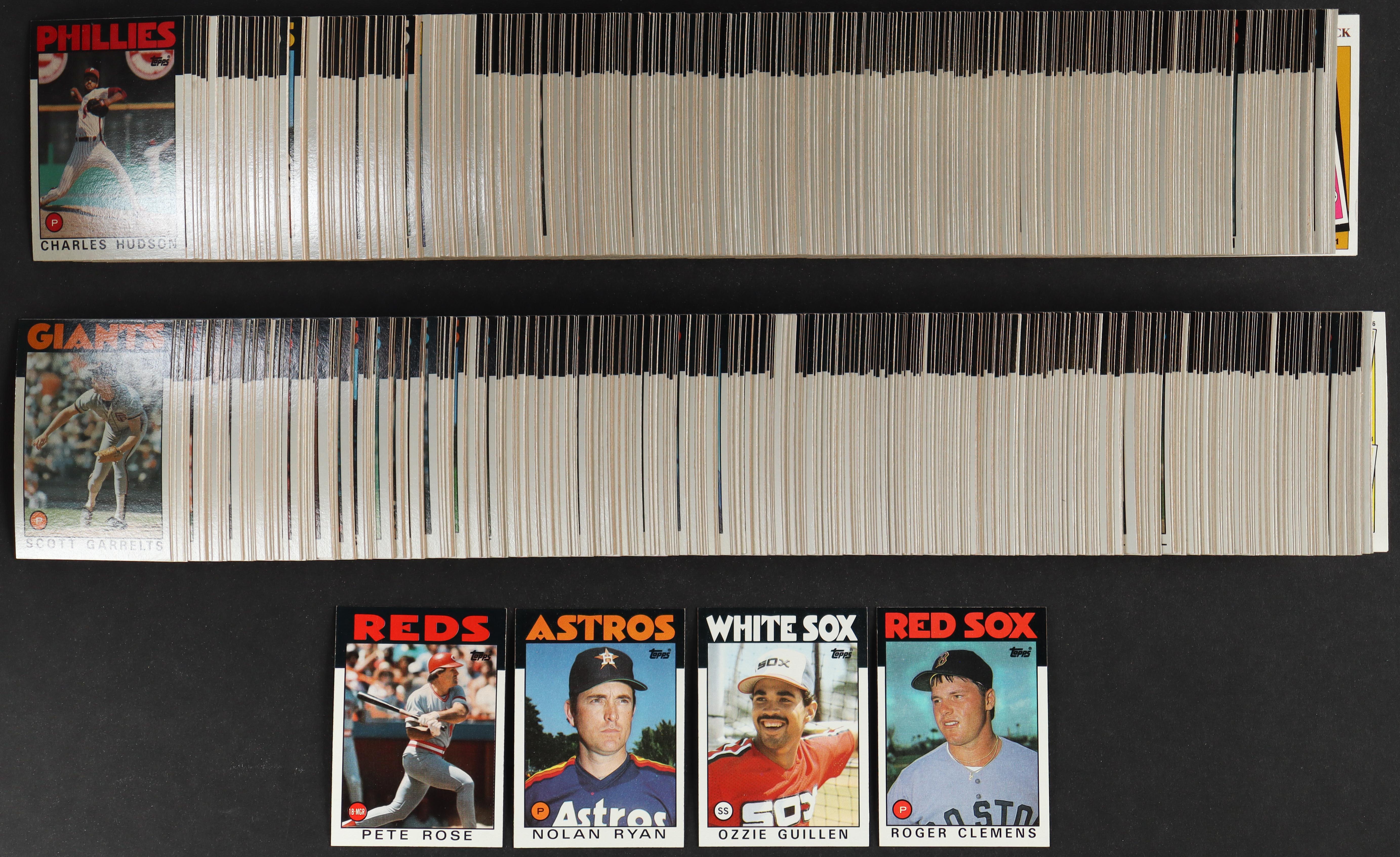 1986 Topps Complete Set of (792) Baseball Cards with Pete Rose #1, Nolan Ryan #100, Ozzie Guillen #254, Roger Clemens #661 at PristineAuction.com 1986 Topps Complete Set of (792) Baseball Cards with Pete Rose #1, Nolan Ryan #100, Ozzie Guillen #254, Roger Clemens #661 at PristineAuction.com