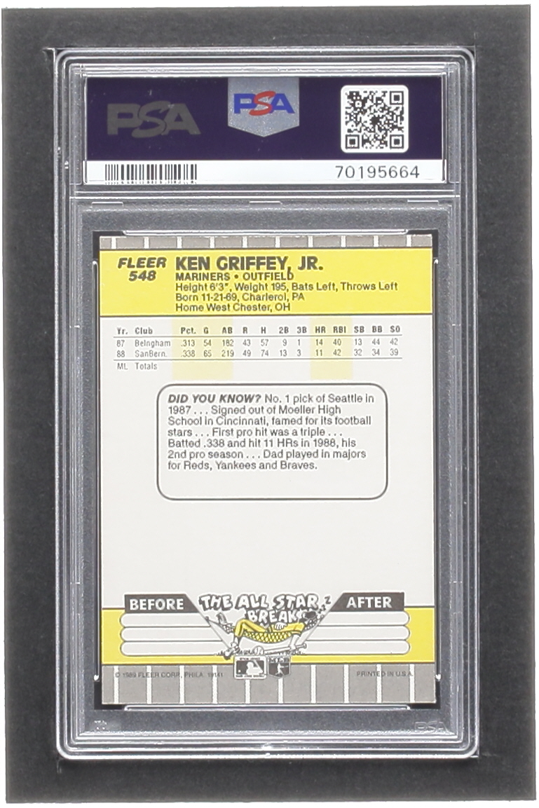 Ken Griffey Jr. 1989 Fleer #548 RC (PSA 8) at PristineAuction.com Ken Griffey Jr. 1989 Fleer #548 RC (PSA 8) at PristineAuction.com