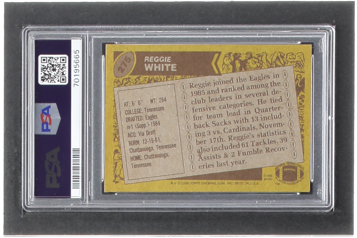 Reggie White 1986 Topps #275 RC (PSA 6) at PristineAuction.com Reggie White 1986 Topps #275 RC (PSA 6) at PristineAuction.com