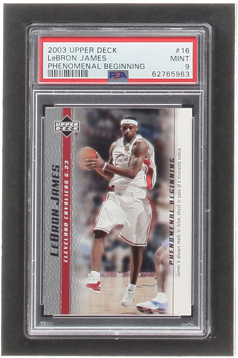 LeBron James 2003-04 Upper Deck Phenomenal Beginning LeBron James #16 RC / James Is Always Ready (PSA 9) at PristineAuction.com LeBron James 2003-04 Upper Deck Phenomenal Beginning LeBron James #16 RC / James Is Always Ready (PSA 9) at PristineAuction.com