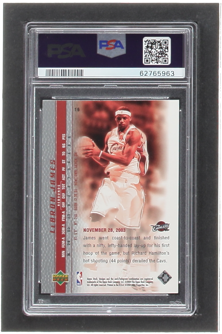 LeBron James 2003-04 Upper Deck Phenomenal Beginning LeBron James #16 RC / James Is Always Ready (PSA 9) at PristineAuction.com LeBron James 2003-04 Upper Deck Phenomenal Beginning LeBron James #16 RC / James Is Always Ready (PSA 9) at PristineAuction.com