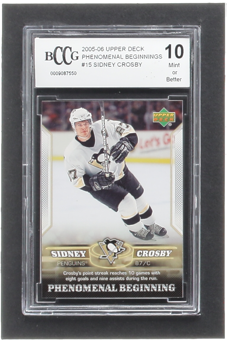 Sidney Crosby 2005-06 Upper Deck Phenomenal Beginnings #15 RC (BCCG 10) at PristineAuction.com Sidney Crosby 2005-06 Upper Deck Phenomenal Beginnings #15 RC (BCCG 10) at PristineAuction.com