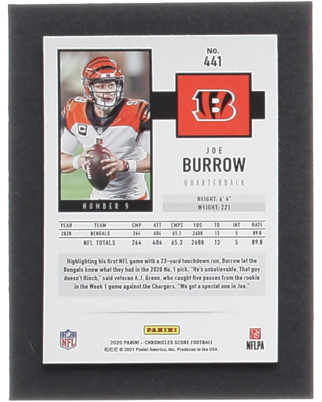 Joe Burrow 2020 Score #441 RC / Chronicles at PristineAuction.com Joe Burrow 2020 Score #441 RC / Chronicles at PristineAuction.com