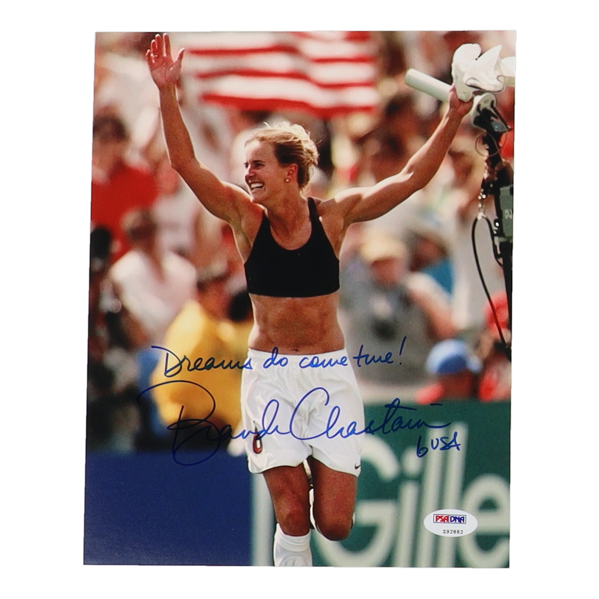 Brandi Chastain Signed Team USA 8x10 Photo Inscribed "Dreams Do Come True!" & "USA" (PSA) at PristineAuction.com Brandi Chastain Signed Team USA 8x10 Photo Inscribed "Dreams Do Come True!" & "USA" (PSA) at PristineAuction.com