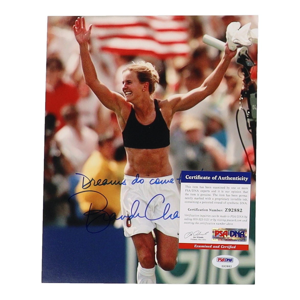 Brandi Chastain Signed Team USA 8x10 Photo Inscribed "Dreams Do Come True!" & "USA" (PSA) at PristineAuction.com Brandi Chastain Signed Team USA 8x10 Photo Inscribed "Dreams Do Come True!" & "USA" (PSA) at PristineAuction.com