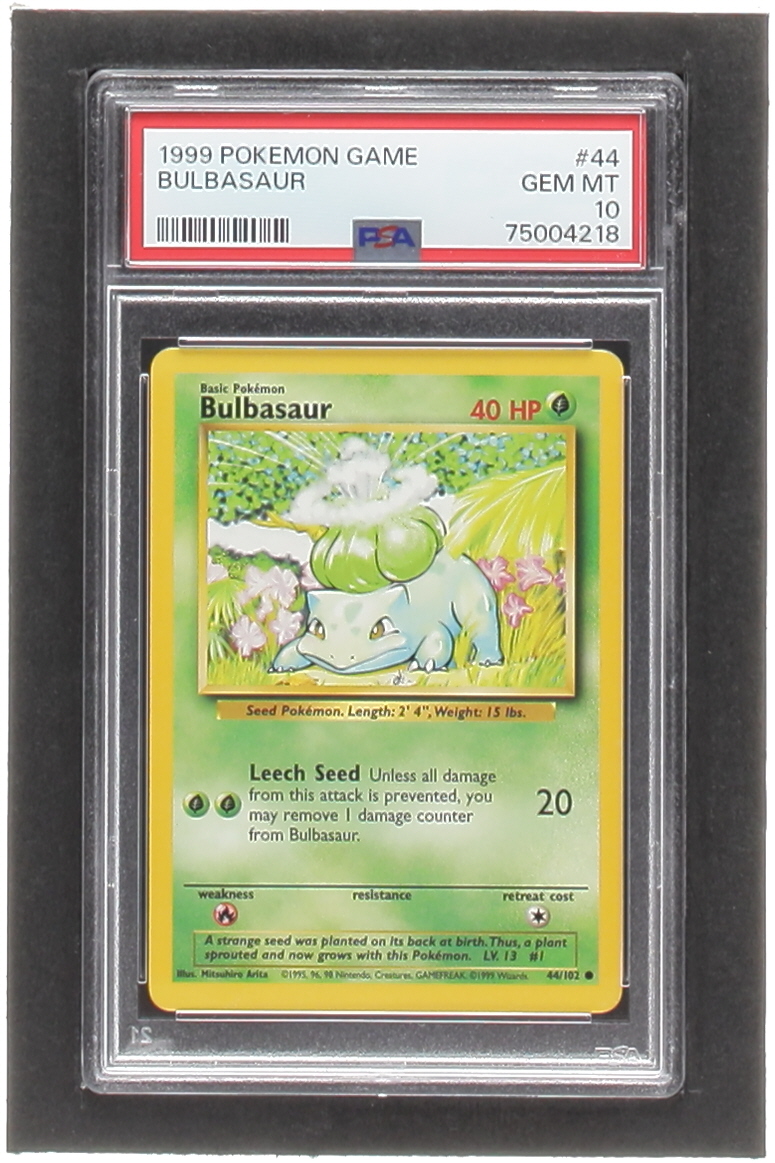 Bulbasaur 1999 Pokemon Base Unlimited #44 (PSA 10) at PristineAuction.com Bulbasaur 1999 Pokemon Base Unlimited #44 (PSA 10) at PristineAuction.com