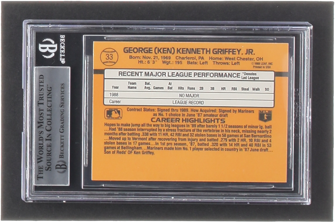 Ken Griffey Jr. 1989 Donruss #33 RR RC (BGS 9) at PristineAuction.com Ken Griffey Jr. 1989 Donruss #33 RR RC (BGS 9) at PristineAuction.com