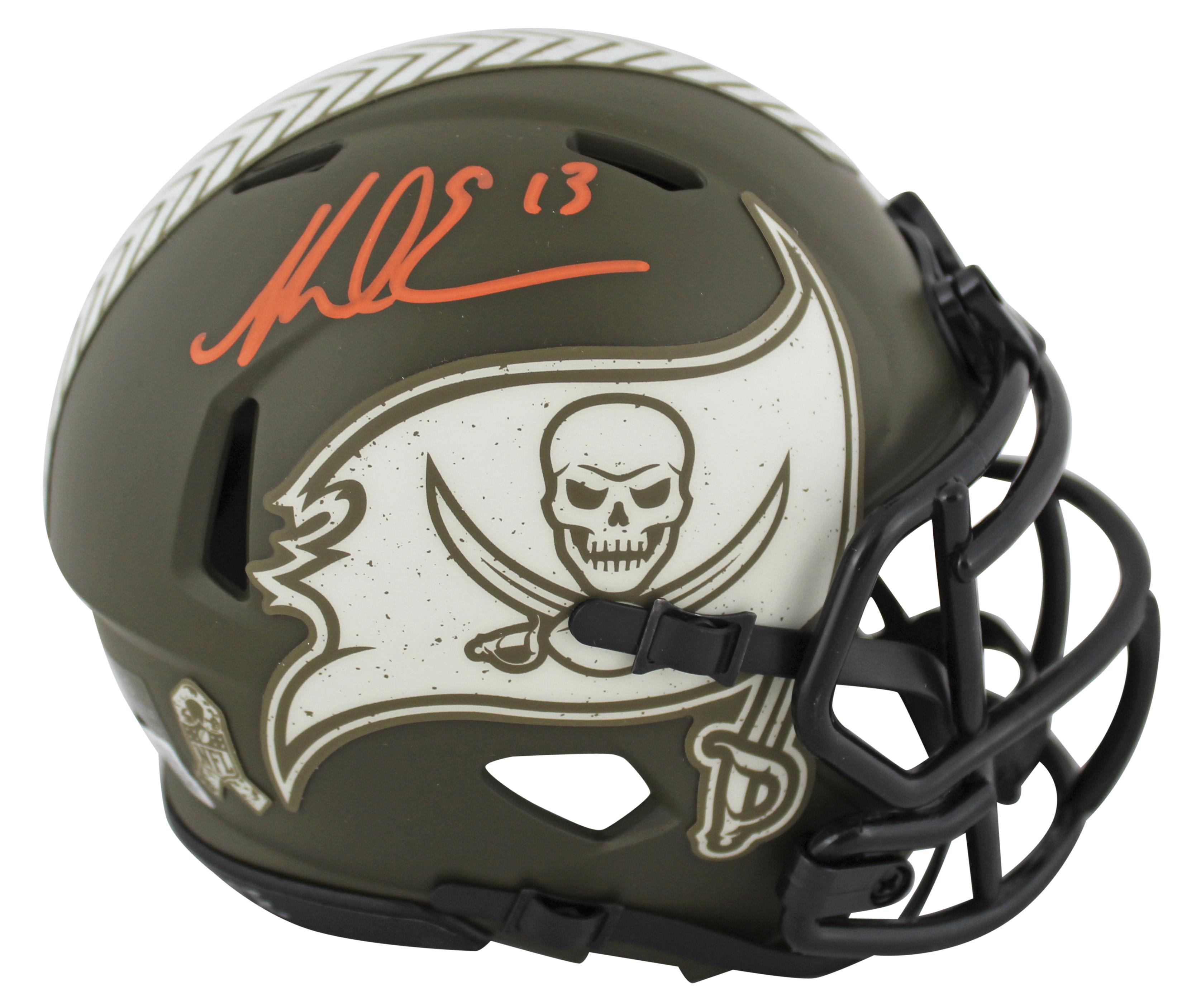Mike Evans Signed Buccaneers Salute To Service Alternate Speed Mini Helmet (Beckett) at PristineAuction.com Mike Evans Signed Buccaneers Salute To Service Alternate Speed Mini Helmet (Beckett) at PristineAuction.com