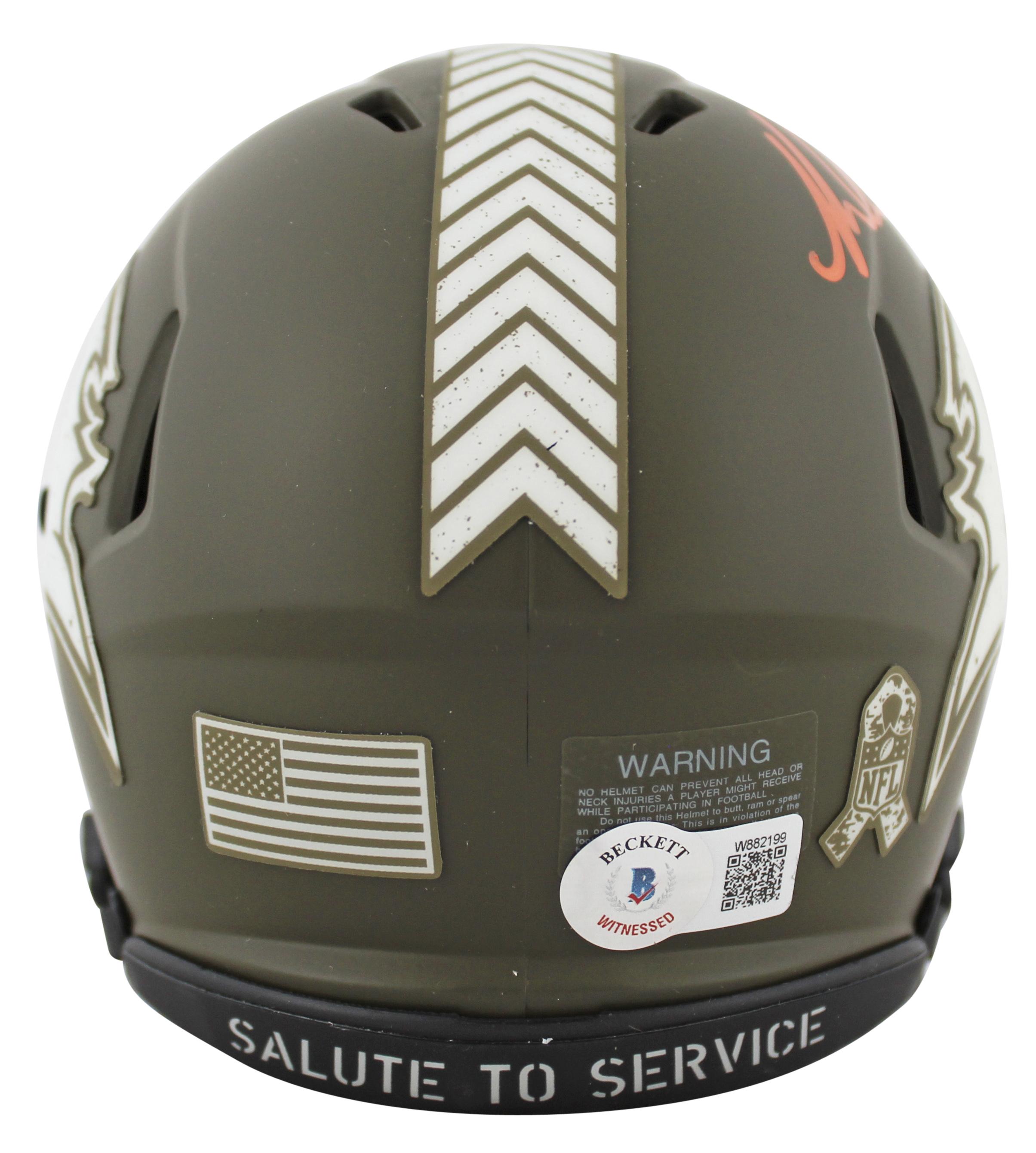 Mike Evans Signed Buccaneers Salute To Service Alternate Speed Mini Helmet (Beckett) at PristineAuction.com Mike Evans Signed Buccaneers Salute To Service Alternate Speed Mini Helmet (Beckett) at PristineAuction.com