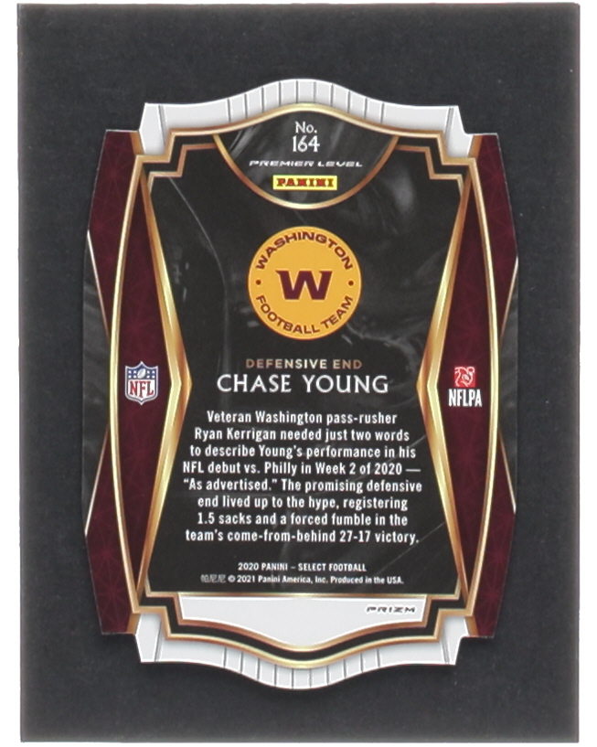 Chase Young 2020 Select Prizm Blue Die Cut #164 RC at PristineAuction.com Chase Young 2020 Select Prizm Blue Die Cut #164 RC at PristineAuction.com