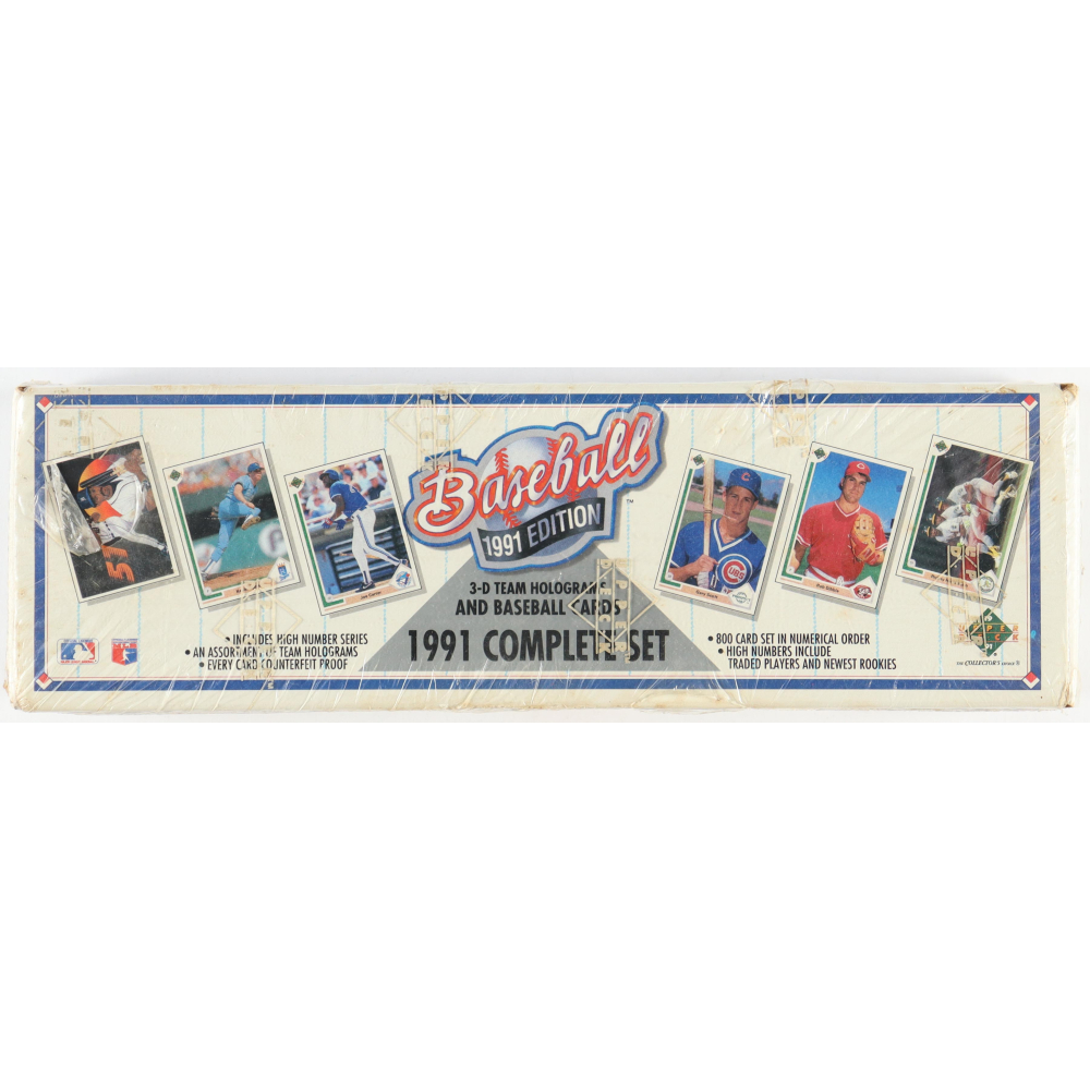 1991 Upper Deck Baseball Complete Factory Sealed Set of (800) Cards with Chipper Jones #55 RC, Mike Mussina #65 RC, Jeff Bagwell #755 RC, Ken Griffey Jr. #555 at PristineAuction.com