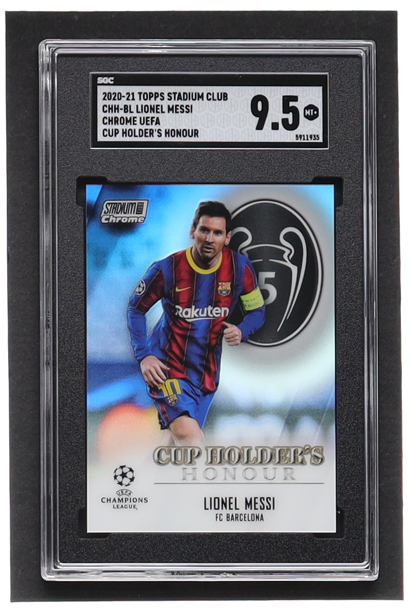 Lionel Messi 2020-21 Stadium Club Chrome UEFA Champions League Cup Holders Honour #CHHBL (SGC 9.5) at PristineAuction.com Lionel Messi 2020-21 Stadium Club Chrome UEFA Champions League Cup Holders Honour #CHHBL (SGC 9.5) at PristineAuction.com