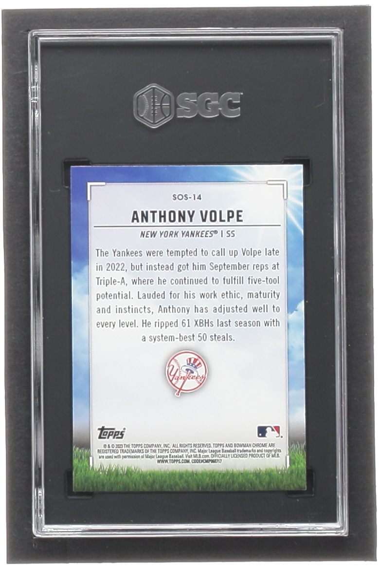 Anthony Volpe 2023 Bowman Chrome Sights on September #SOS14 RC (SGC 9.5) at PristineAuction.com Anthony Volpe 2023 Bowman Chrome Sights on September #SOS14 RC (SGC 9.5) at PristineAuction.com