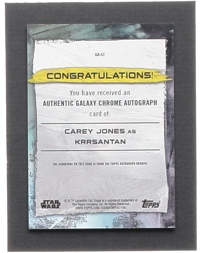 Carey Jones as Krrsantan 2022 Topps Chrome Star Wars Galaxy Autographs #GACJ at PristineAuction.com Carey Jones as Krrsantan 2022 Topps Chrome Star Wars Galaxy Autographs #GACJ at PristineAuction.com