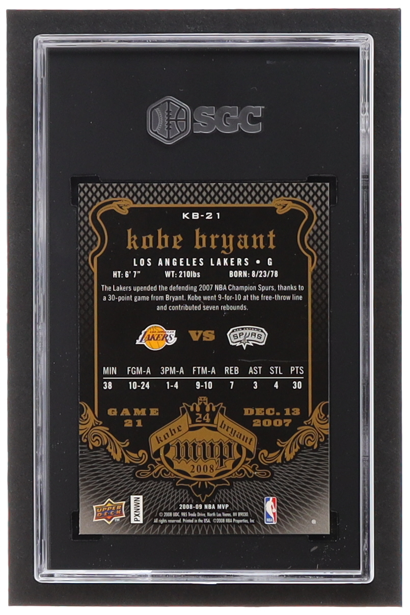 Kobe Bryant 2008-09 Upper Deck MVP Kobe MVP #KB21 (SGC 9.5) at PristineAuction.com Kobe Bryant 2008-09 Upper Deck MVP Kobe MVP #KB21 (SGC 9.5) at PristineAuction.com
