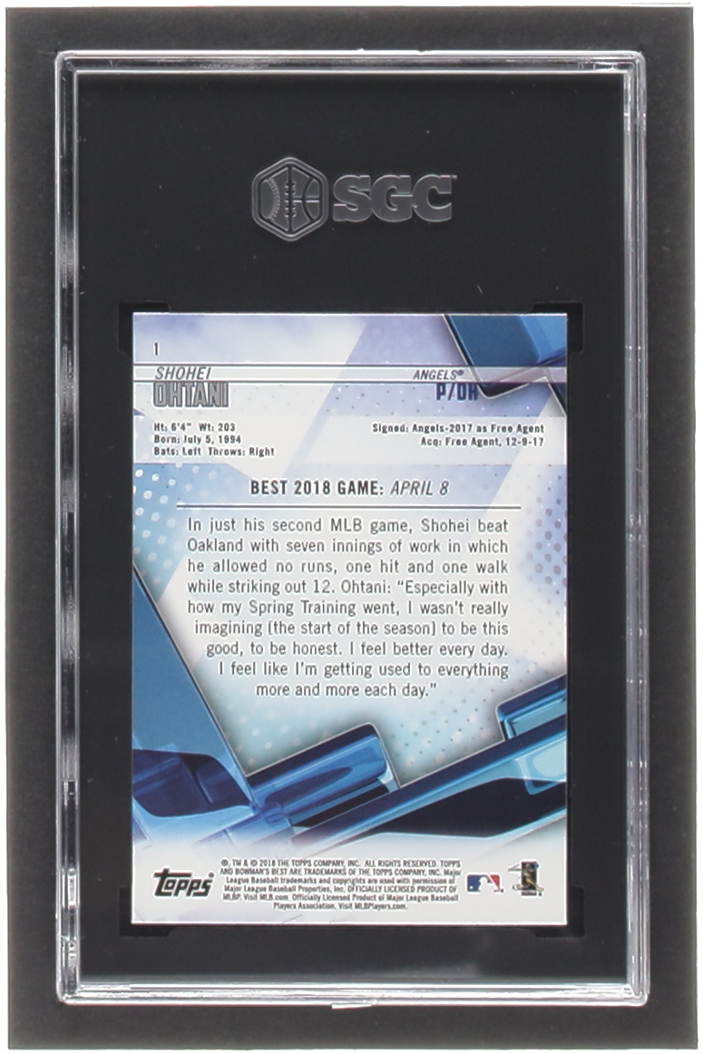 Shohei Ohtani 2018 Bowman's Best #1 RC (SGC 9.5) at PristineAuction.com Shohei Ohtani 2018 Bowman's Best #1 RC (SGC 9.5) at PristineAuction.com