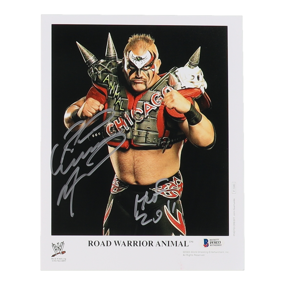 Road Warrior Animal Signed WWE 8x10 Photo (Beckett) at PristineAuction.com Road Warrior Animal Signed WWE 8x10 Photo (Beckett) at PristineAuction.com