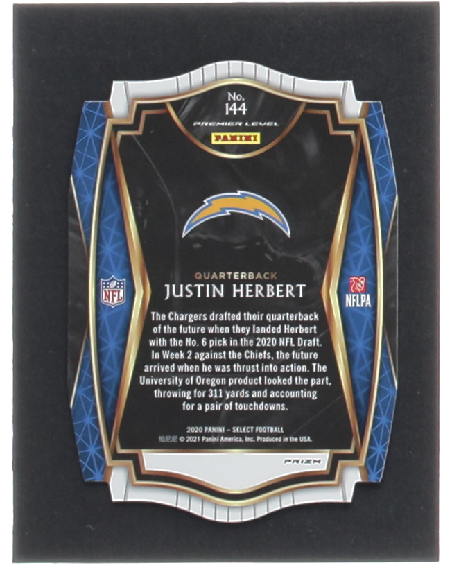 Justin Herbert 2020 Select Prizm Purple Die Cut #144 RC at PristineAuction.com Justin Herbert 2020 Select Prizm Purple Die Cut #144 RC at PristineAuction.com