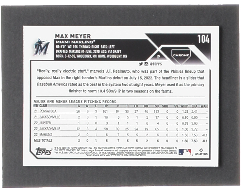 Max Meyer 2023 Topps Chrome #104 RC at PristineAuction.com Max Meyer 2023 Topps Chrome #104 RC at PristineAuction.com