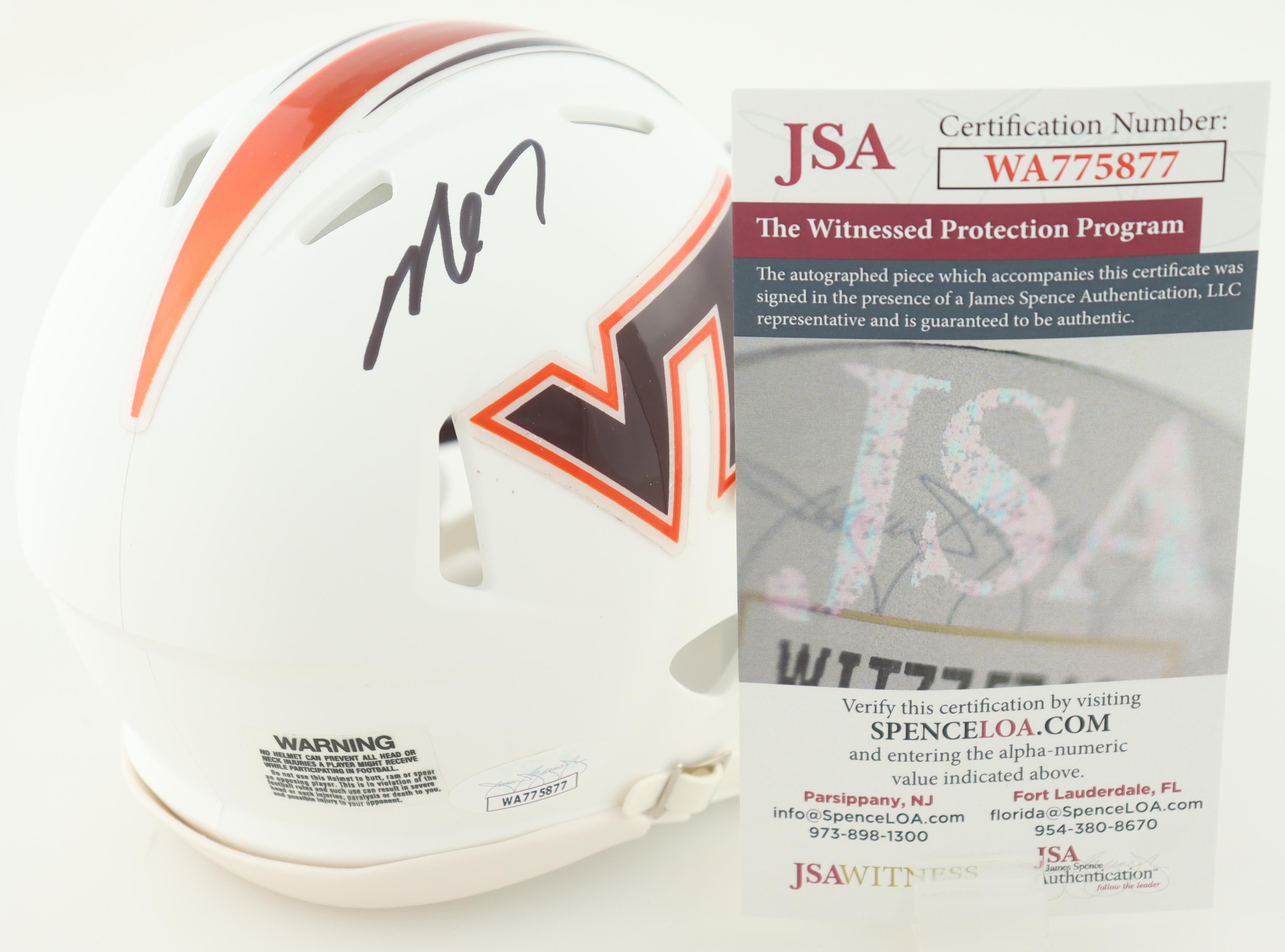 Michael Vick Signed Virginia Tech Hokies Speed Mini Helmet (JSA) at PristineAuction.com Michael Vick Signed Virginia Tech Hokies Speed Mini Helmet (JSA) at PristineAuction.com