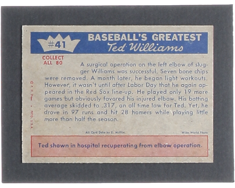 Ted Williams 1959 Fleer Ted Williams #41 1950 Ted Recovers at PristineAuction.com Ted Williams 1959 Fleer Ted Williams #41 1950 Ted Recovers at PristineAuction.com