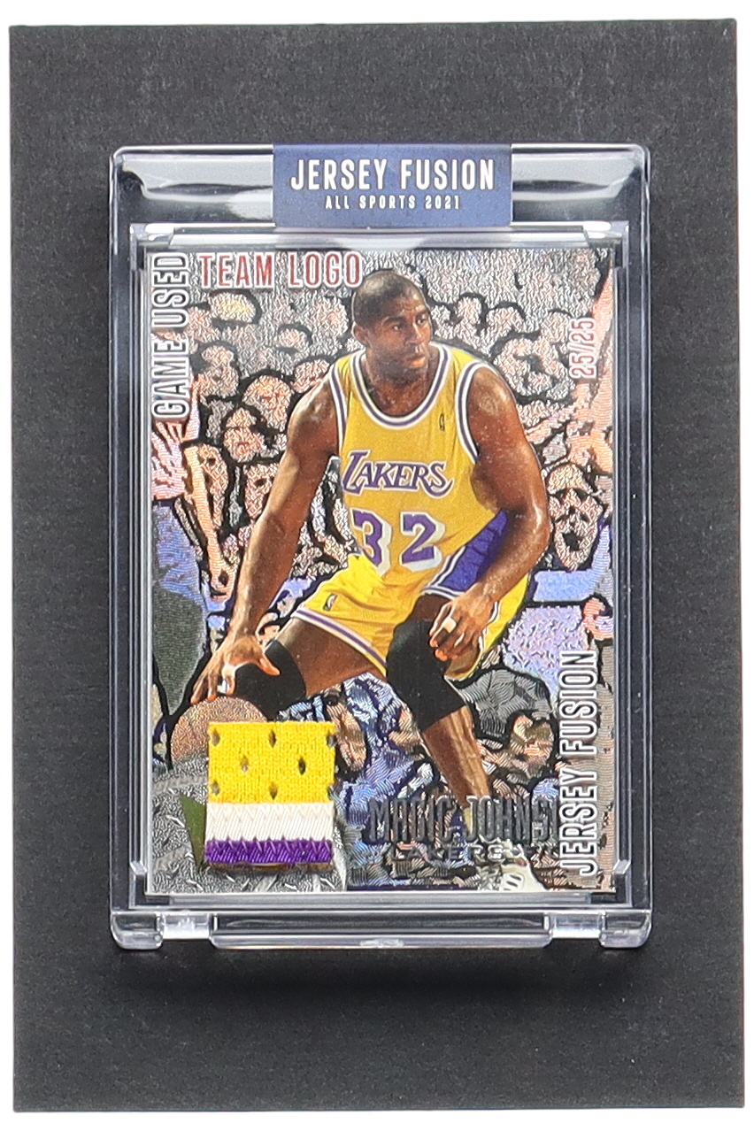 Magic Johnson 2021 Jersey Fusion Game Used Team Logo #EJDT #25/25 at PristineAuction.com Magic Johnson 2021 Jersey Fusion Game Used Team Logo #EJDT #25/25 at PristineAuction.com