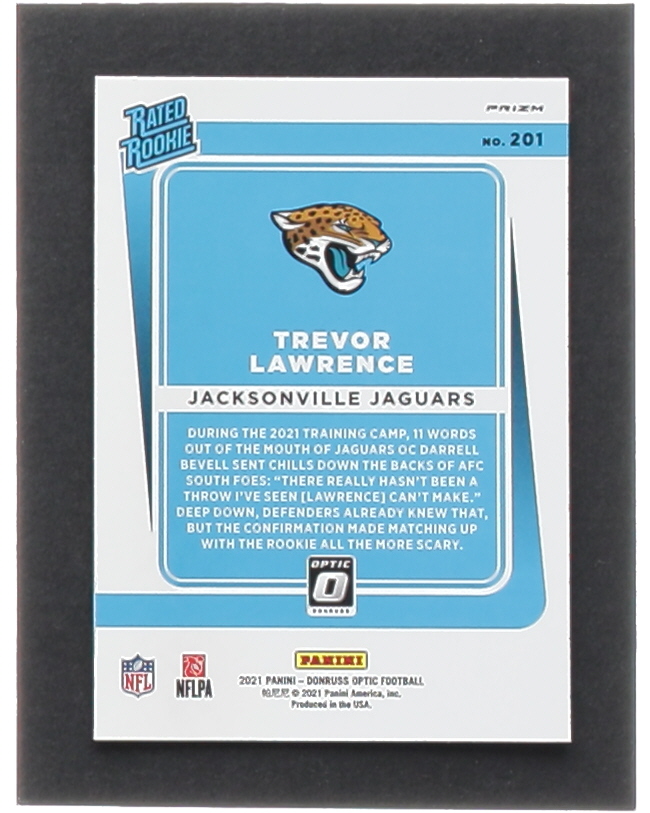 Trevor Lawrence 2021 Donruss Optic Purple Velocity #201 RR RC at PristineAuction.com Trevor Lawrence 2021 Donruss Optic Purple Velocity #201 RR RC at PristineAuction.com