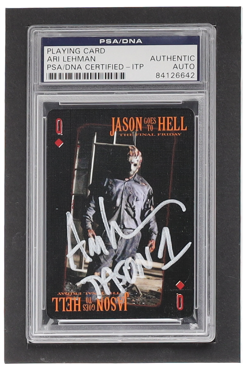 Ari Lehman Signed "Jason Goes to Hell: The Final Friday" Queen of Diamonds Playing Card Inscribed "Jason 1" (PSA) at PristineAuction.com Ari Lehman Signed "Jason Goes to Hell: The Final Friday" Queen of Diamonds Playing Card Inscribed "Jason 1" (PSA) at PristineAuction.com