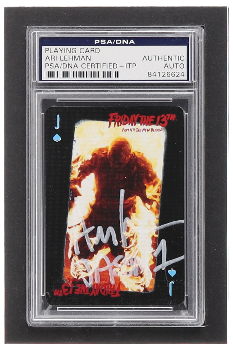 Ari Lehman Signed "Friday the 13th Part VII: The New Blood" Jack of Hearts Playing Card Inscribed "Jason 1" (PSA) at PristineAuction.com Ari Lehman Signed "Friday the 13th Part VII: The New Blood" Jack of Hearts Playing Card Inscribed "Jason 1" (PSA) at PristineAuction.com