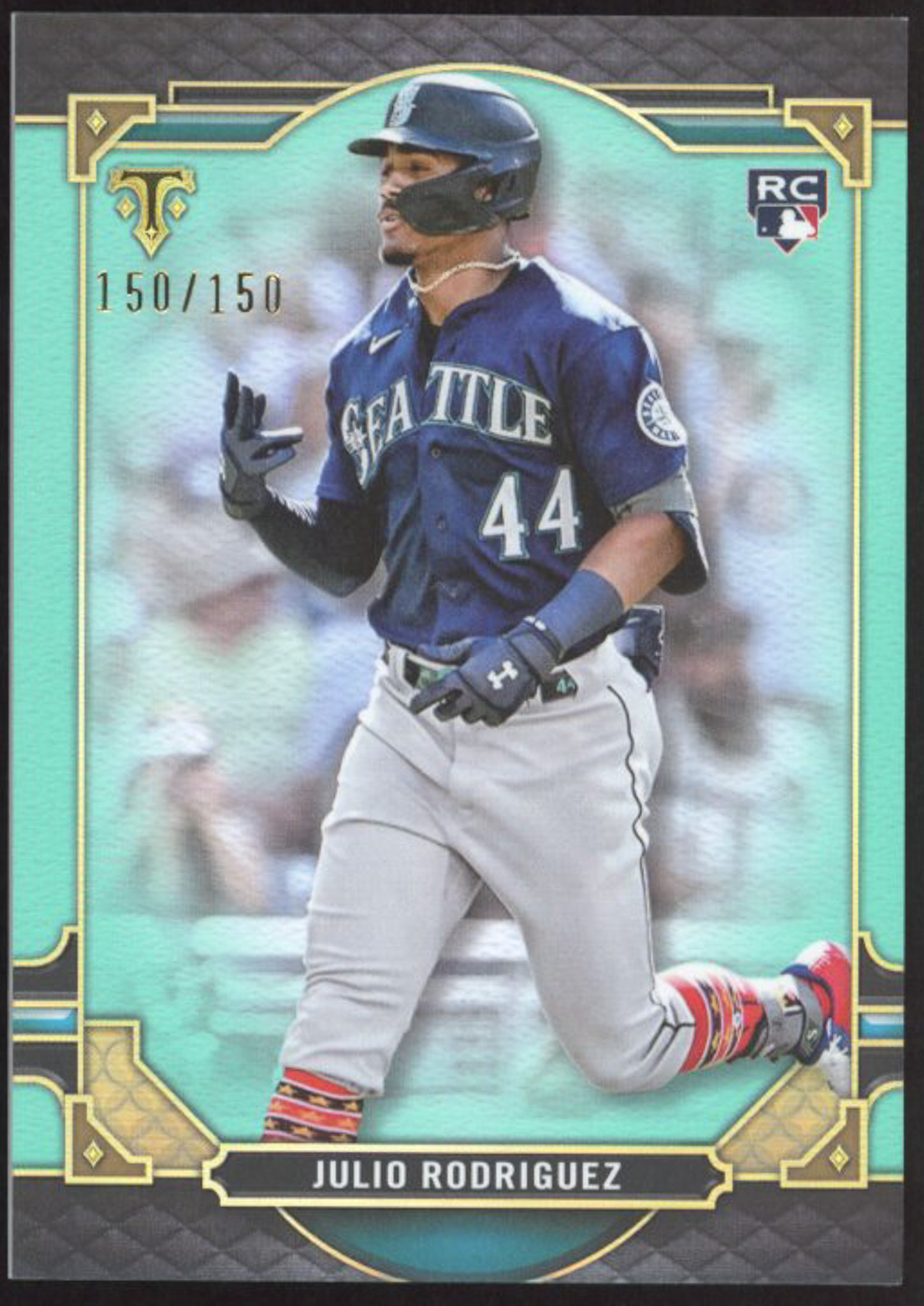 Julio Rodriguez 2022 Topps Triple Threads Aquamarine #74 #150/150 RC at PristineAuction.com Julio Rodriguez 2022 Topps Triple Threads Aquamarine #74 #150/150 RC at PristineAuction.com