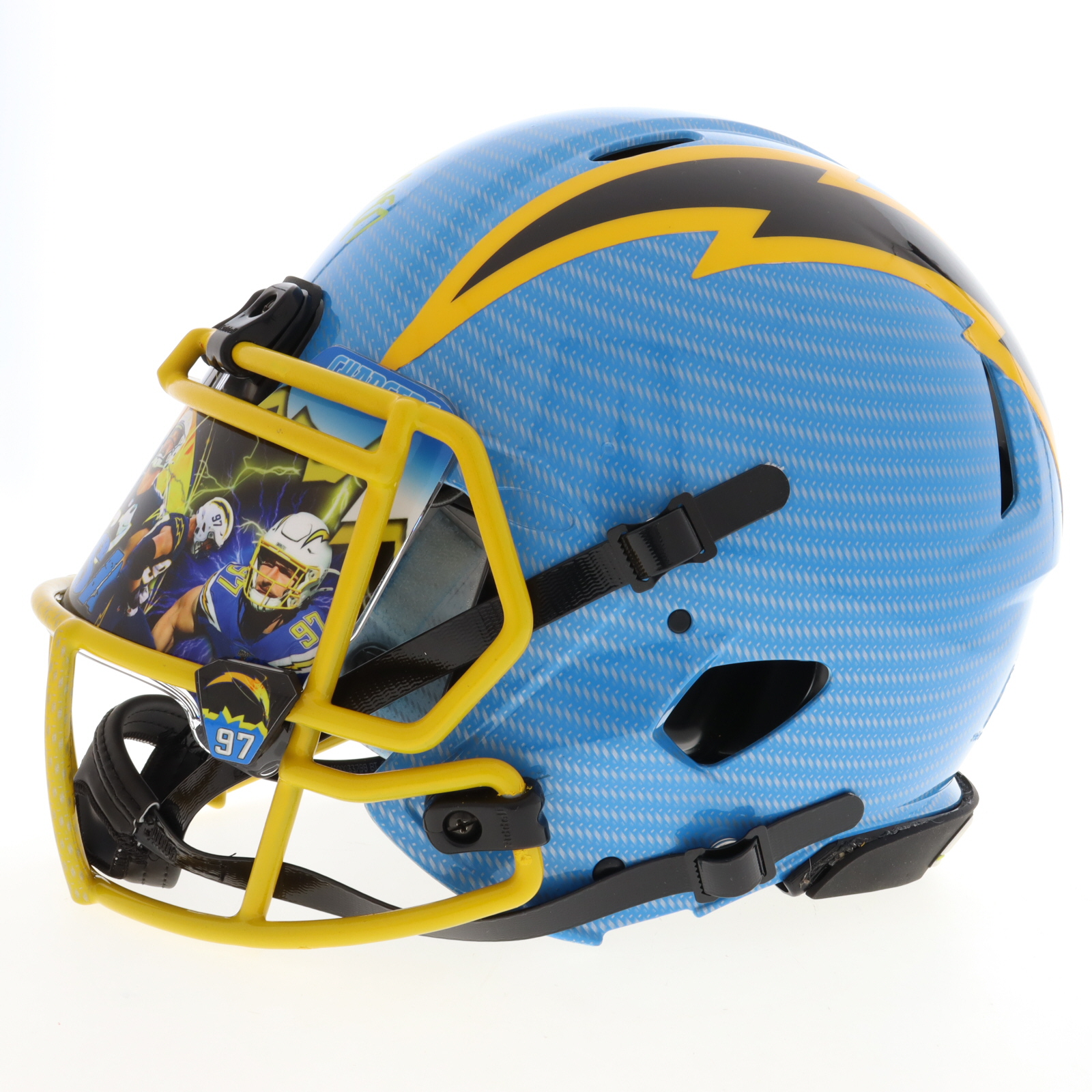 Joey Bosa Signed Chargers Full-Size Authentic On-Field Hydro-Dipped Speed Helmet With Custom Visor (Beckett) at PristineAuction.com Joey Bosa Signed Chargers Full-Size Authentic On-Field Hydro-Dipped Speed Helmet With Custom Visor (Beckett) at PristineAuction.com