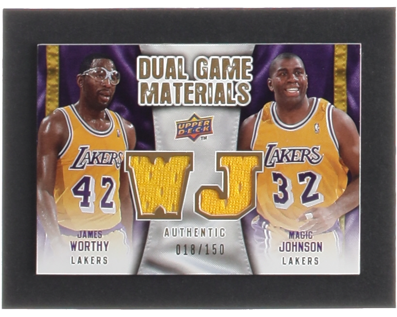 James Worthy / Magic Johnson 2009-10 Upper Deck Game Materials Dual Gold #DGWJ #018/150 at PristineAuction.com James Worthy / Magic Johnson 2009-10 Upper Deck Game Materials Dual Gold #DGWJ #018/150 at PristineAuction.com