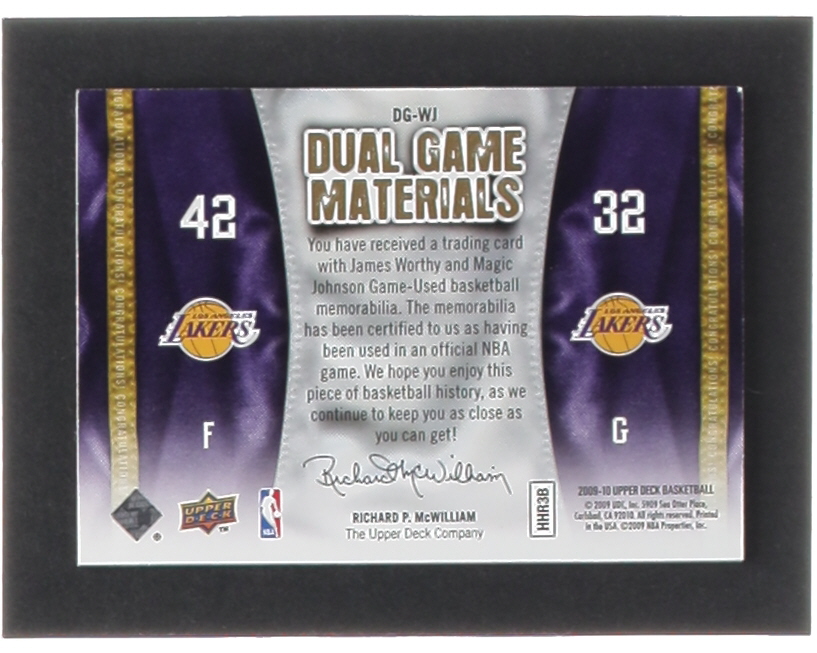 James Worthy / Magic Johnson 2009-10 Upper Deck Game Materials Dual Gold #DGWJ #018/150 at PristineAuction.com James Worthy / Magic Johnson 2009-10 Upper Deck Game Materials Dual Gold #DGWJ #018/150 at PristineAuction.com