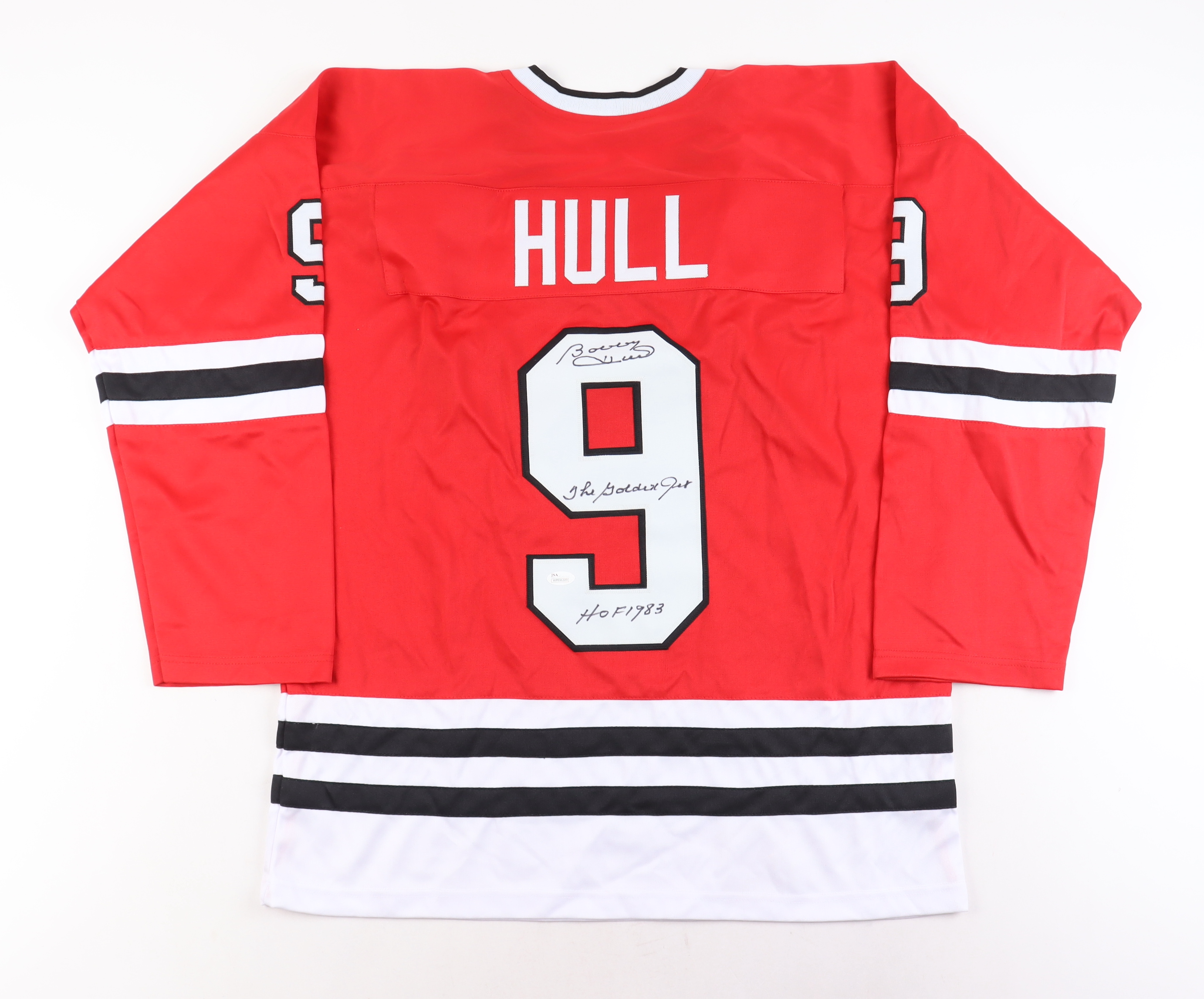 Bobby Hull Signed Jersey Inscribed "'The Golden Jet" & "HOF 1983" (JSA) at PristineAuction.com Bobby Hull Signed Jersey Inscribed "'The Golden Jet" & "HOF 1983" (JSA) at PristineAuction.com