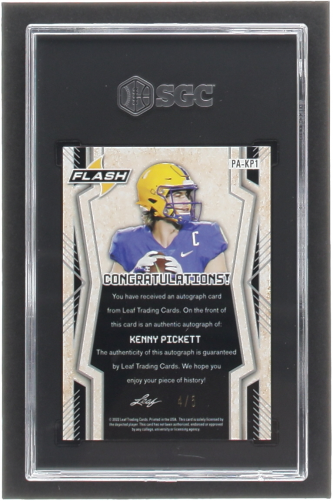 Kenny Pickett 2022 Leaf Flash Portrait Autographs Kaleidoscope Red