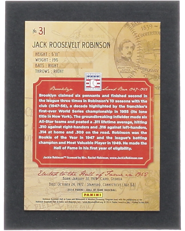Jackie Robinson 2014 Panini Hall of Fame Green Frame #31 #27/75 at PristineAuction.com Jackie Robinson 2014 Panini Hall of Fame Green Frame #31 #27/75 at PristineAuction.com