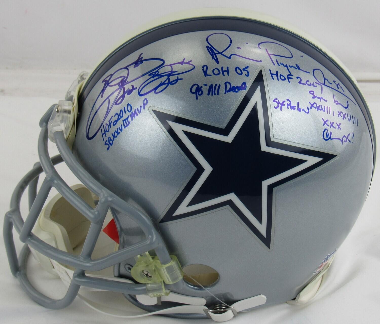 Emmitt Smith, Troy Aikman & Michael Irvin Signed Cowboys Full-Size Authentic On-Field Helmet with Multiple Career Inscriptions (Prova) at PristineAuction.com Emmitt Smith, Troy Aikman & Michael Irvin Signed Cowboys Full-Size Authentic On-Field Helmet with Multiple Career Inscriptions (Prova) at PristineAuction.com
