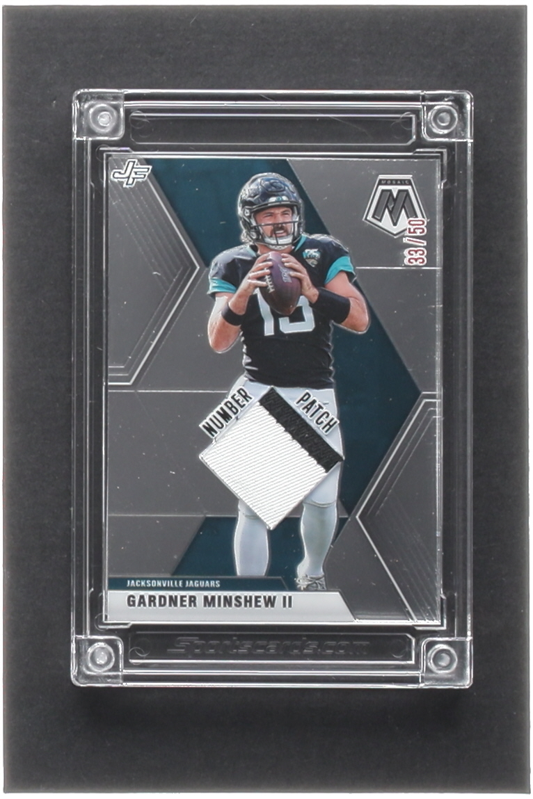 Gardner Minshew II 2022 Jersey Fusion Worn Jersey Patch #GM920 #33/50 at PristineAuction.com Gardner Minshew II 2022 Jersey Fusion Worn Jersey Patch #GM920 #33/50 at PristineAuction.com